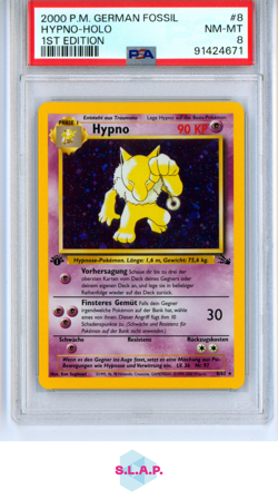 HYPNO POKEMON 8 2000 FOSSIL HOLO DEUTSCH PSA 8 - Image 1