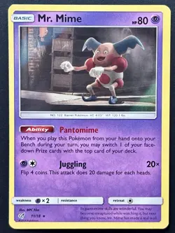 Mr. Mime 11/18 Detective Pikachu Rare Holo Pokemon Card NEAR MINT - Image 1