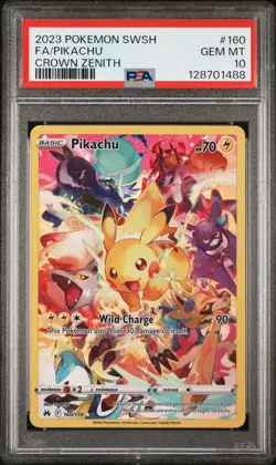 2023 POKEMON SWORD AND SHIELD CROWN ZENITH 160 FULL ART/PIKACHU PSA 10 - Image 1