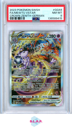 FA/MEWTU VSTAR CROWN ZENITH-GER POKEMON SWSH CROWN ZENITH 2023 GG44 PSA 8 - Image 1