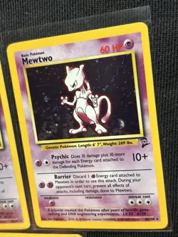 Pokemon Base Set Mewtwo x2 Lot + Fossil Lapras Holo - Image 2