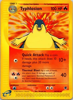 Typhlosion 64/165 Rare Expedition Base Set Pokemon MP - Image 1