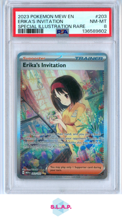 ERIKA'S INVITATION SPECI4L ILLUSTRATION RARE POKEMON MEW EN-151 2023 203 PSA 8 - Image 1