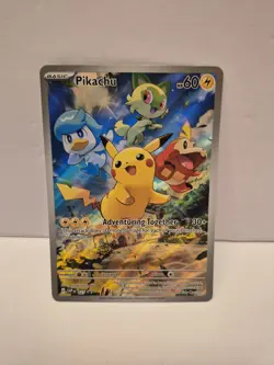 Pokemon Pikachu TCG Holo Black Star Promo SVP027 IR Paldea Evolved - Image 1