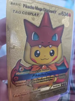 Pikachu Mega Charizard Y Tag Cosplay Gold Foil Fan Art Vinyl Collector Pokemon - Image 2