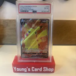 2022 Pokemon Sword & Shield Brilliant Stars #157 Pikachu V PSA 6 - Image 1