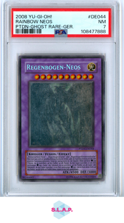 RAINBOW NEOS PTDN-GHOST RARE-GER. YU-GI-OH! PHANTOM DARKNESS 2008 DE044 PSA 7 - Image 1