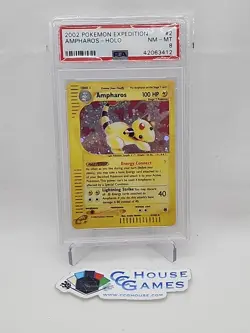Ampharos Holo 2/165 PSA 8 Pokemon Expedition 2002 Base Set Foil *CCGHouse* - Image 1