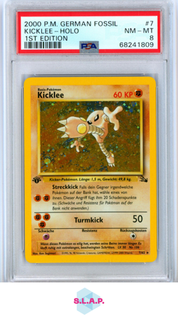 KICKLEE POKEMON 7 2000 FOSSIL HOLO DEUTSCH PSA 8 - Image 1