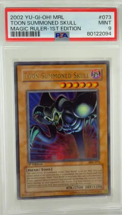 2002 YuGiOh Toon Summoned Skull 1st Ed. MRL-073 Ultra Rare PSA 9 Mint - Image 1