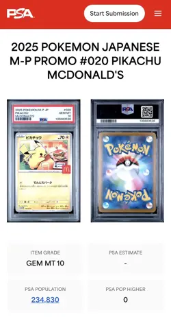 PSA 10 Pikachu 020/M-P – McDonald’s Happy Set Promo – Japanese Pokemon Card 2025 - Image 5