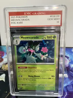 MEOWSCARADA #018/159 RARE FOIL Pokemon 2025 Card GRADED 10 MINT TCG CCG - Image 1