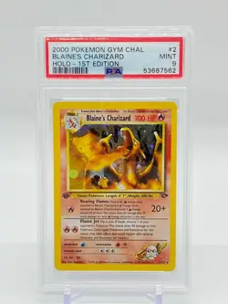 PSA 9 1st Edition Blaine's Charizard Gym Challenge Pokemon Card Holo Rare 2/132 - Image 1