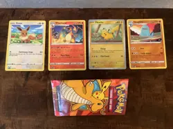 Lot of (4) 2024 Character Pokemon Cards Prism Pikachu - Image 4