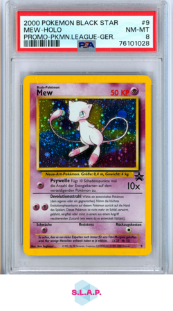 MEW POKEMON 9 2000 BLACKSTAR PROMOKARTE HOLO DEUTSCH PSA 8 - Image 1