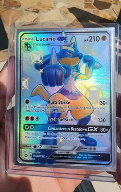 2019 Pokemon Lucario GX SV64/SV94 Hidden Fates Shiny Vault Full Art Holo - Image 3
