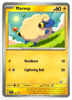 Pokemon Battle Academy 2024 Pikachu Deck #41 Black Star Promo SVP107 Mareep - Image 1