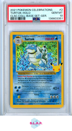 TURTOK-HOLO CLSC.COLL-BASE SET-GER. POKEMON CELEB CLSC. COLL. 2021 2 PSA 10 - Image 1