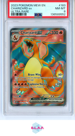 CHARIZARD EX ULTRA RARE POKEMON MEW EN-151 2023 183 PSA 8 - Image 1