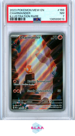 CHARMANDER ILLUSTRATION RARE POKEMON MEW EN-151 2023 168 PSA 7 - Image 1