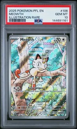 2025 Pokemon Phantasmal Flames Meowth Illustration Rare #106/094 PSA 10 Gem Mt - Image 1