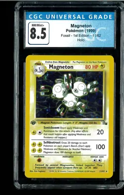 CGC 8.5 Magneton - 11/62 - Fossil - 1st Edition - Holos Graded Pokemon - Image 1