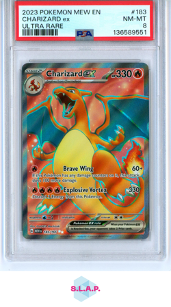 CHARIZARD EX ULTRA RARE POKEMON MEW EN-151 2023 183 PSA 8 - Image 1