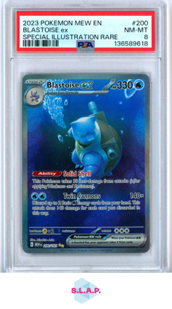 BLASTOISE EX SPECI4L ILLUSTRATION RARE POKEMON MEW EN-151 2023 200 PSA 8 - Image 1