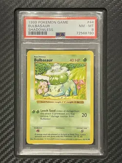 1999 PSA 8 Bulbasaur #44 Shadowless Pokemon Game WOTC Base Set - Image 1
