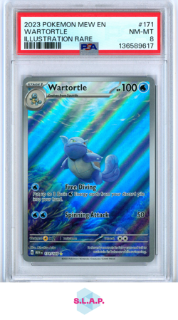 WARTORTLE ILLUSTRATION RARE POKEMON MEW EN-151 2023 171 PSA 8 - Image 1