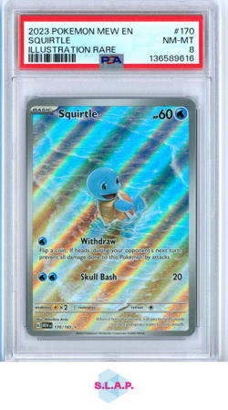 SQUIRTLE ILLUSTRATION RARE POKEMON MEW EN-151 2023 170 PSA 8 - Image 1