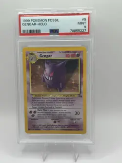 PSA 9 Pokemon Gengar Fossil Holo Rare Unlimited 5/62 1999 English - Image 1