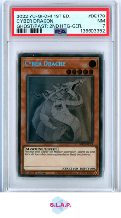CYBER DRAGON GHOST/PAST: 2ND HTG-GER. YU-GI-OH! GFP2 2022 DE178 PSA 7 - Image 1