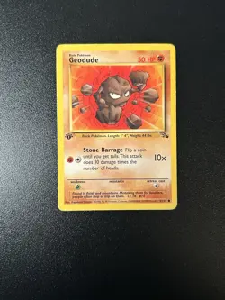 * 1st Edition Geodude Non Holo - Vintage WotC 47/62 Fossil Set Pokemon Card LP - Image 1