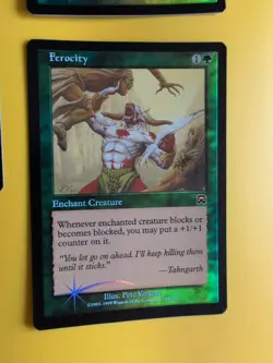 Ferocity x3. Enchant creature Mercadian Masques. FOIL. Magic the Gathering Card. - Image 3