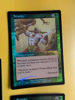 Ferocity x3. Enchant creature Mercadian Masques. FOIL. Magic the Gathering Card. - Image 4
