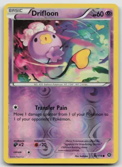 Reverse Holo Drifloon 46/114 XY - Steam Siege Common Pokemon TCG Card - Image 1