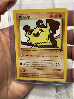 Unlimited Pokemon MANKEY Card TEAM ROCKET Set 61/82 Non-Holo Common NM/MT Vtg - Image 1