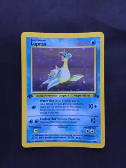 Pokemon Cards: 1st Edition Fossil Rare Holo: Lapras 10/62 - Image 1