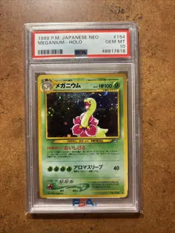 PSA 10 Meganium Pokemon Japanese Neo Genesis 2000 Holo #154 LOW POP - Image 1