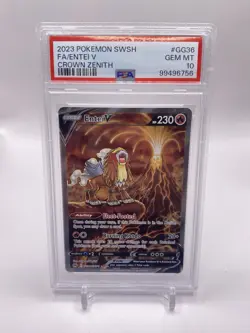 2023 POKEMON SWORD & SHIELD CROWN ZENITH #GG36 FULL ART/ENTEI V PSA 10 - Image 1