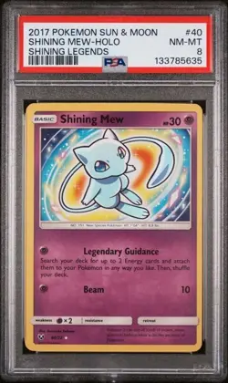 2017 POKEMON SUN & MOON SHINING LEGENDS #40 SHINING MEW-HOLO PSA 8 40/73 - Image 1