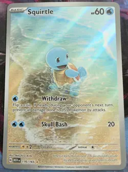 Pokemon TCG Squirtle 170/165 Scarlet & Violet 151 Illustration Rare Holo Card - Image 1