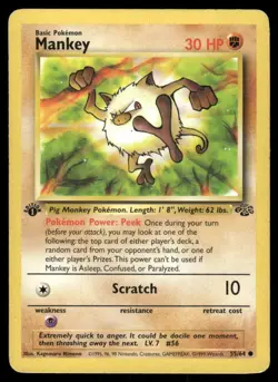 Pokemon Tcg Mankey [1st Edition] #55 Pokemon Jungle HP - Image 1