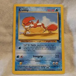 Pokemon Krabby Fossil 51/62 Regular Common 50 HP Basic English 1st Edition - Image 1