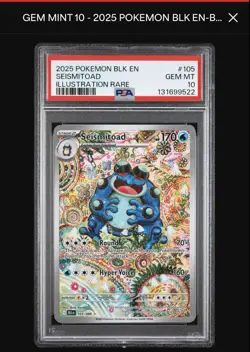 2025 Pokemon TCG Black Bolt Seismitoad IR 105/86 PSA 10 - Image 1