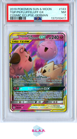 TGP/PII/FLUFFELUFF GX COSMIC ECLIPSE-GE POKEMON SM COSMIC ECLIPSE 2019 143 PSA 7 - Image 1