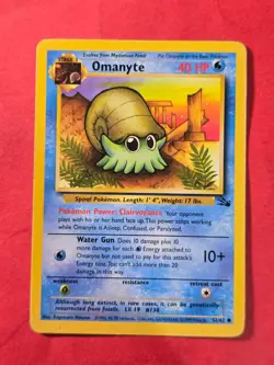 1999 Pokemon Fossil Unlimited #52 Omanyte, C, NF/H, cd3 - Image 1