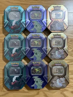 NEW Pokemon TCG Triple Whammy Tins Set Collector Tins (Set of 9) Factory Sealed - Image 1