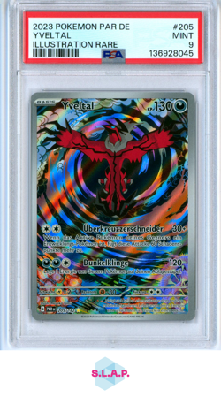 YVELTAL ILLUSTRATION RARE POKEMON GERMAN PAR DE-PARADOX RIFT 2023 205 PSA 9 - Image 1